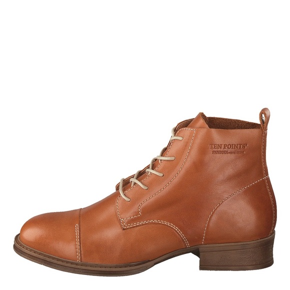 Women's Tan Leather Combat Boots - Picture 8 of 10